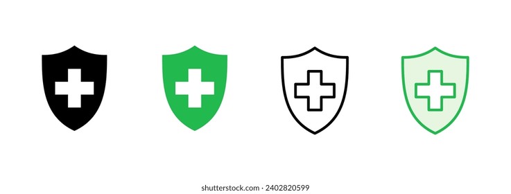 Health insurance icon set. Insurance health document icon