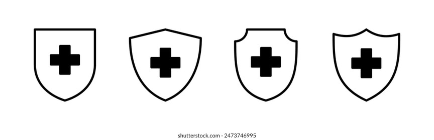 Health insurance icon set. Insurance health document icon