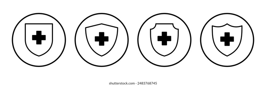 Health insurance icon set. Insurance health document icon