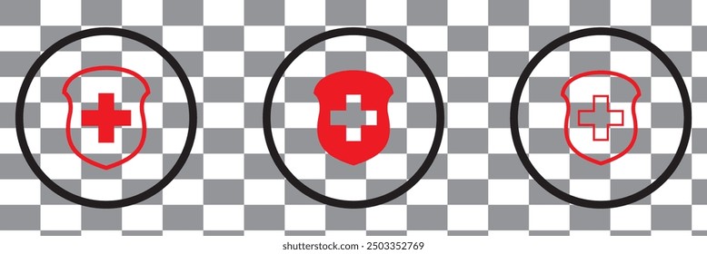 Health insurance icon set. Insurance health document icon