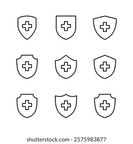 Health insurance icon set. Insurance health document icon