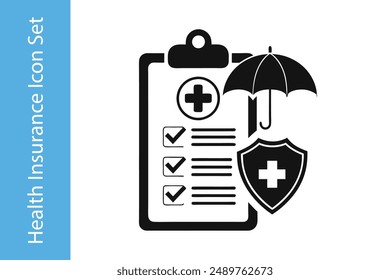 Health and Insurance Icon Set with editable vector collection.