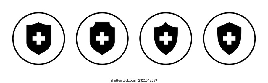 Health insurance icon set illustration. Insurance document sign and symbol