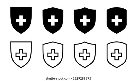 Health insurance icon set illustration. Insurance document sign and symbol
