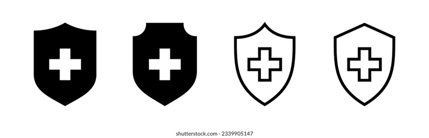 Health insurance icon set illustration. Insurance document sign and symbol
