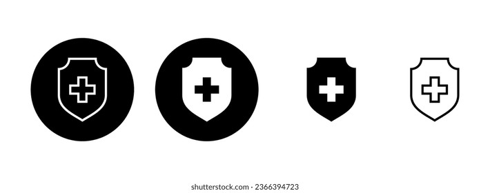 Health insurance icon set illustration. Insurance document sign and symbol