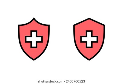 Health insurance icon set illustration. Insurance document sign and symbol