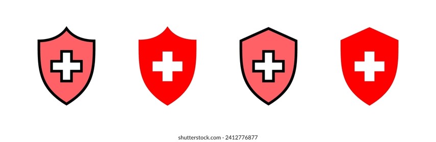 Health insurance icon set illustration. Insurance document sign and symbol