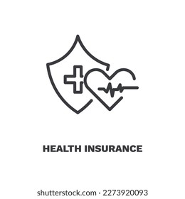 health insurance icon. Thin line health insurance icon from Insurance and Coverage collection. Outline vector isolated on white background. Editable health insurance symbol can be used web and mobile
