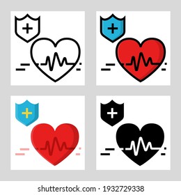 Health Insurance Icon Vector Design In Filled, Thin Line, Outline And Flat Style.