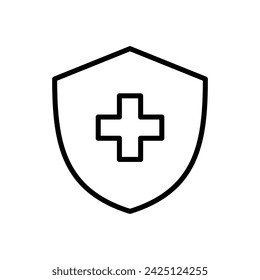 Icono de seguro médico vector. Icono de documento médico de seguro