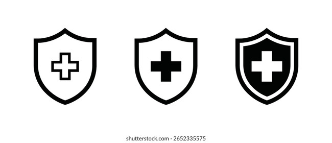 Icono de seguro de salud Vector. Icono de documento de salud de seguro aislado sobre fondo blanco.