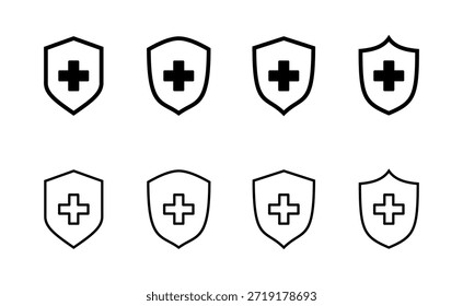Icono de seguro de salud Vector. Signo y símbolo del documento de salud del seguro