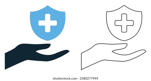 health insurance icon vector, medical coverage, financial protection, and patient care, hospitals, clinics, healthcare, and wellness pictogram symbol ui and ux design, glyphs and stroke line