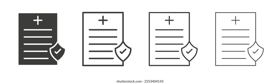 Health insurance icons collection. vector set in black color