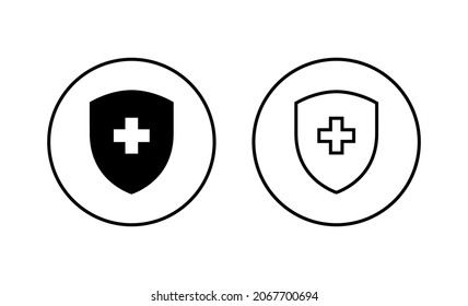 Health insurance icons set. Insurance health document sign and symbol