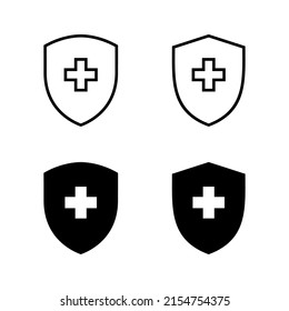 Vector de iconos del seguro de salud. Firma y símbolo del documento de seguro médico