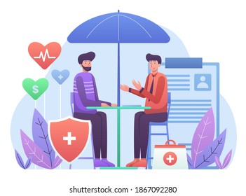 Health Insurance Illustration, Insurance for your Medical and Hospital Bill. This illustration can be use for website, landing page, web, app, and banner.