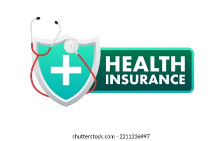 Health insurance label. Medical document, clipboard. Vector illustration.