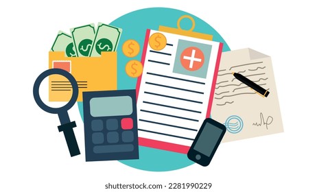 Health insurance, life insurance calculation concept.