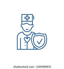 Health insurance line icon concept. Health insurance flat  vector symbol, sign, outline illustration.