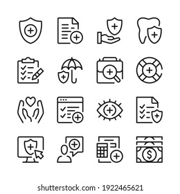 Health Insurance Line Icons Set. Modern Graphic Design Concepts, Simple Outline Elements Collection. Vector Line Icons