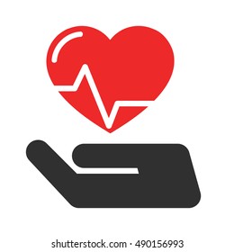 Health insurance or love concept vector icon
