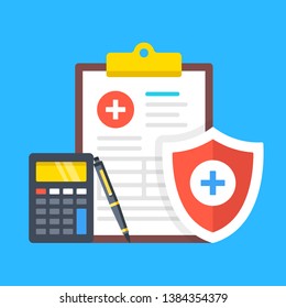 Medical Bills Images Stock Photos Vectors Shutterstock - health insurance medical insurance clipboard with medical document calculator pen and shield