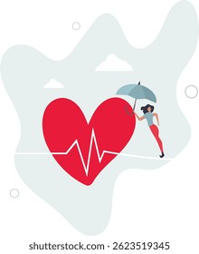 Health insurance, medical risk or healthcare protection, patient security or disease and illness care concept. character life .