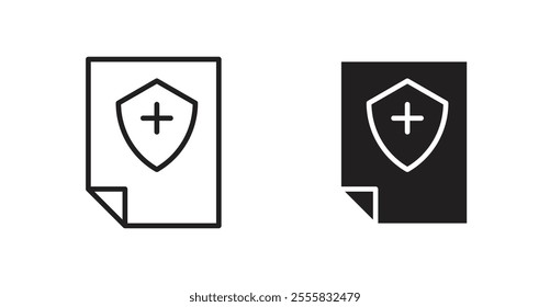 Health insurance outlined and solid icon vector collection.