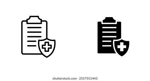 Health insurance outlined and solid icon vector collection.