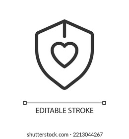 Health Insurance Pixel Perfect Linear Ui Icon. Medical Coverage. Healthcare Program. GUI, UX Design. Outline Isolated User Interface Element For App And Web. Editable Stroke. Arial Font Used