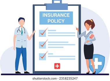 Health Insurance Policy concept flat vector illustration
