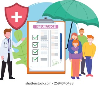 Health insurance, insurance policy for family to protect from life and health accident. Health and life insurance policy,