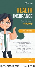 Health insurance portrait template design. 