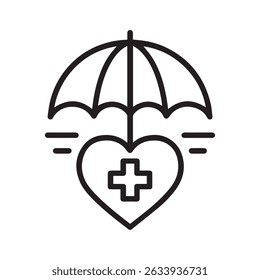 Health Insurance Protection. A Heart Safeguarded by an Umbrella