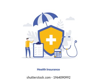 Health insurance, Health protection policy concept vector illustration 