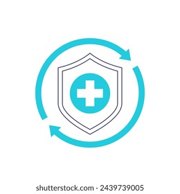 Health insurance renewal icon with shield