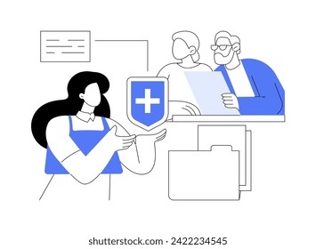 Health insurance for seniors isolated cartoon vector illustrations. Elderly couple consulting with specialist about health insurance in office, business people, legal service vector cartoon.