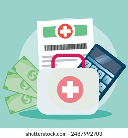 health insurance service with medical kit