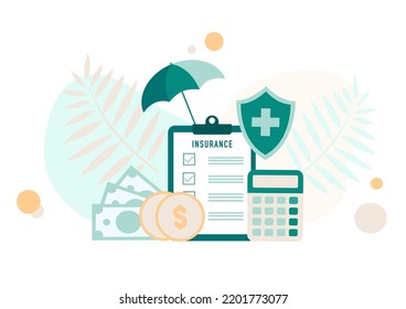 Health insurance. Shield protection for family flat vector illustration. Health and life insurance concept for banner, website design or landing web page