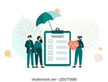 Health insurance. Shield protection for family flat vector illustration. Health and life insurance concept for banner, website design or landing web page