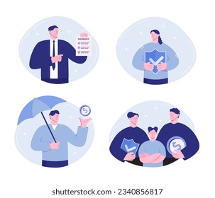 Health insurance vector concept, people with a doctor fill out a medical online insurance form. It can be used for landing page, ui, web, mobile app.
