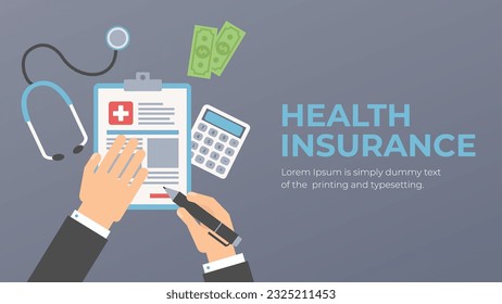 Health insurance vector. Drawing up medical assurance services illustration. 