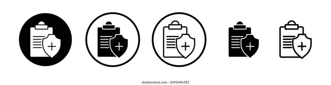 Health insurance vector icon set in black and white color.