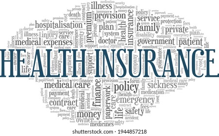 Health insurance vector illustration word cloud isolated on a white background.
