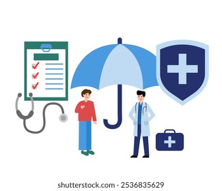 Health insurance. Vector simple color flat illustration.