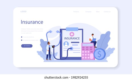 Health insurance web banner or landing page. Idea of security and protection of person's life from damage. Healthcare and medical service. Isolated flat vector illustration