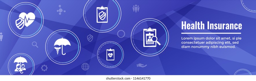 Health insurance Web Banner - Umbrella icon set with medical icons 