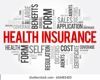 Health Insurance Word Cloud Collage, Healthcare Concept Background